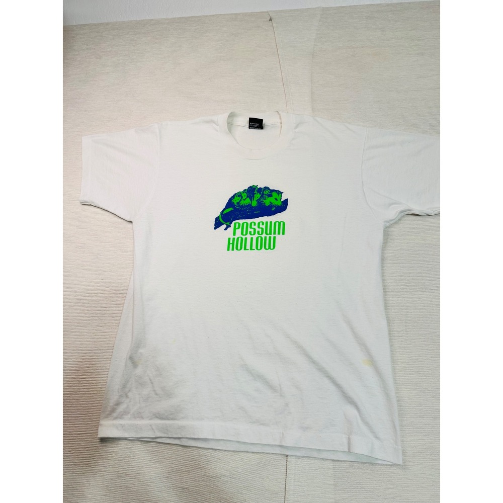 Vintage 80s 90s Possum Hollow T Shirt XL Screen Stars Best USA Opossum Neon